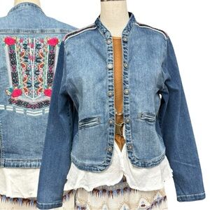 Embroidered Back Blue Denim Jacket